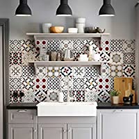 36 (Piezas) Adhesivo para Azulejos 10x10 cm - PS00166 - Leopoli - Adhesivo Decorativo para Azulejos para baño y Cocina…